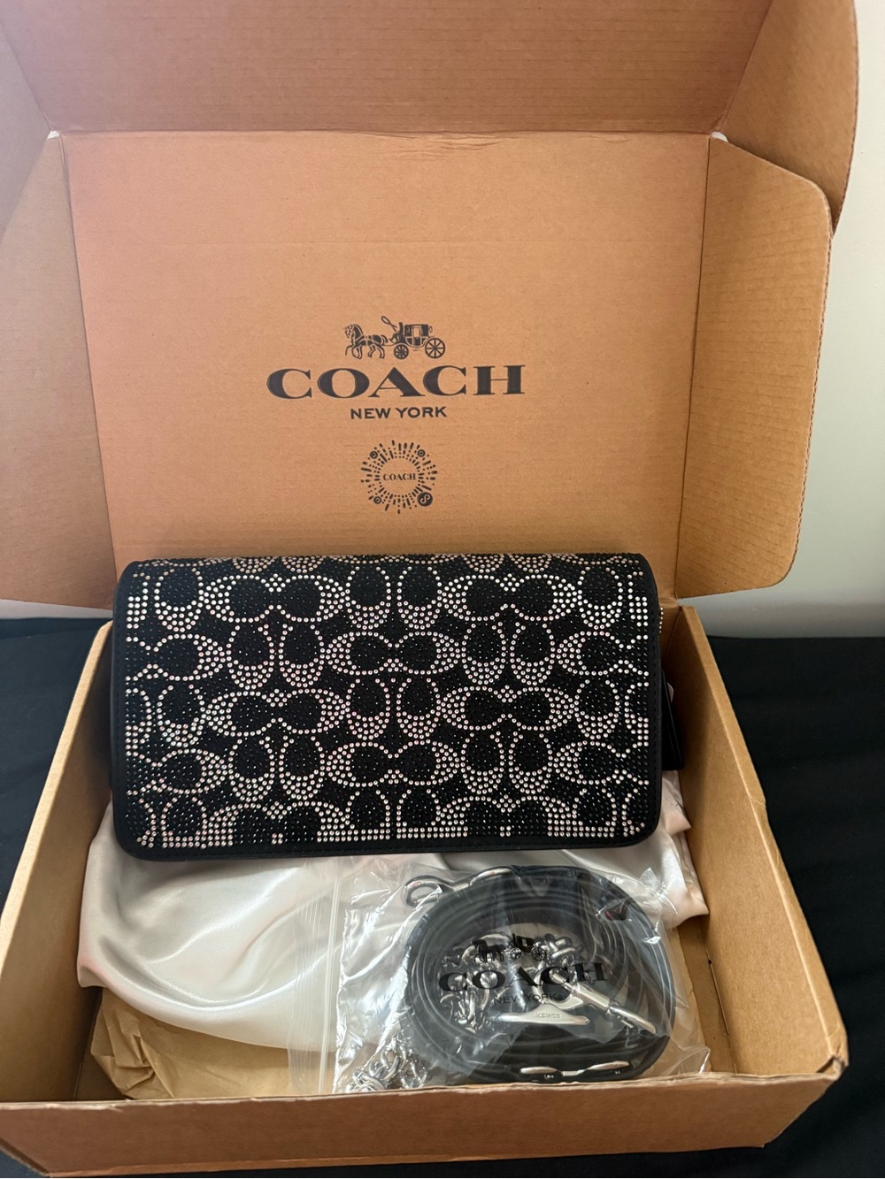 Coach Black Crystal Signature Crossbody Clutch - Picture 2 of 4